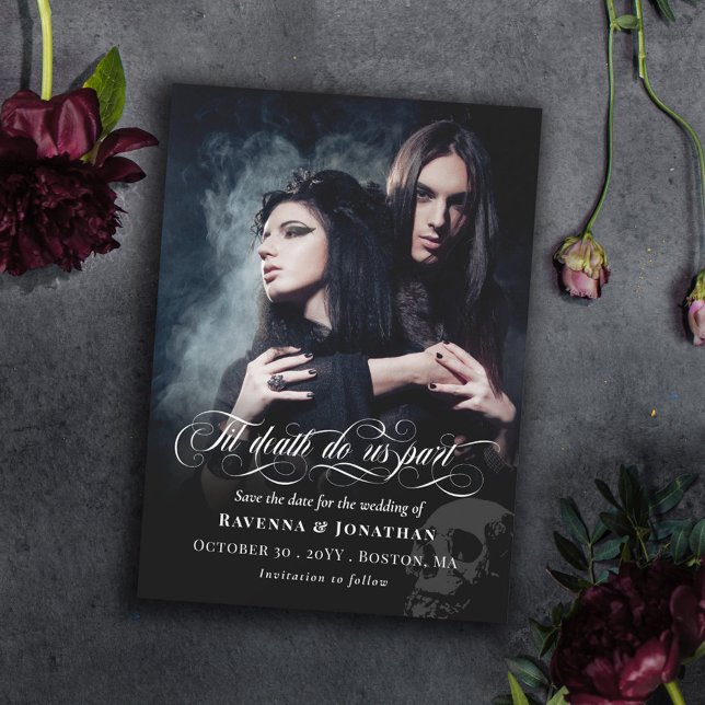 Til Death Do Us Part Skull Photo Save the Date (Creator Uploaded)