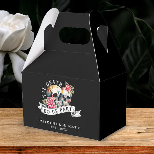 Til Death Do Us Part Skulls & Roses Black Wedding Favour Box