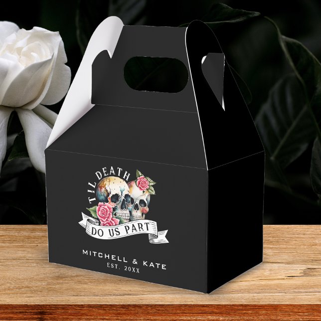 Til Death Do Us Part Skulls & Roses Black Wedding Favour Box (Creator Uploaded)