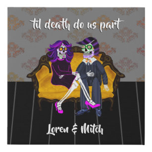 Til Death Do Us Part Sugar Skull Couple Faux Canvas Print
