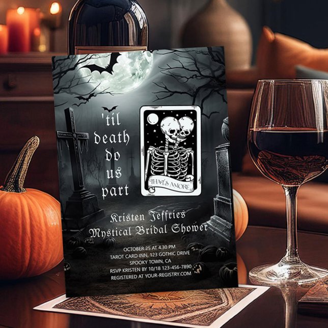 Til Death Do Us Part Tarot Card Bridal Shower (Til death do us part halloween mystical bridal shower invitation by Darling & May)
