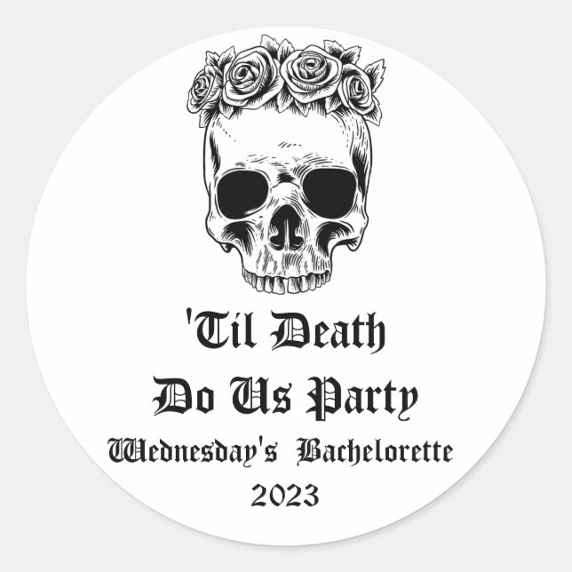 'Til Death Do Us Party Bachelorette Party Stickers (Front)