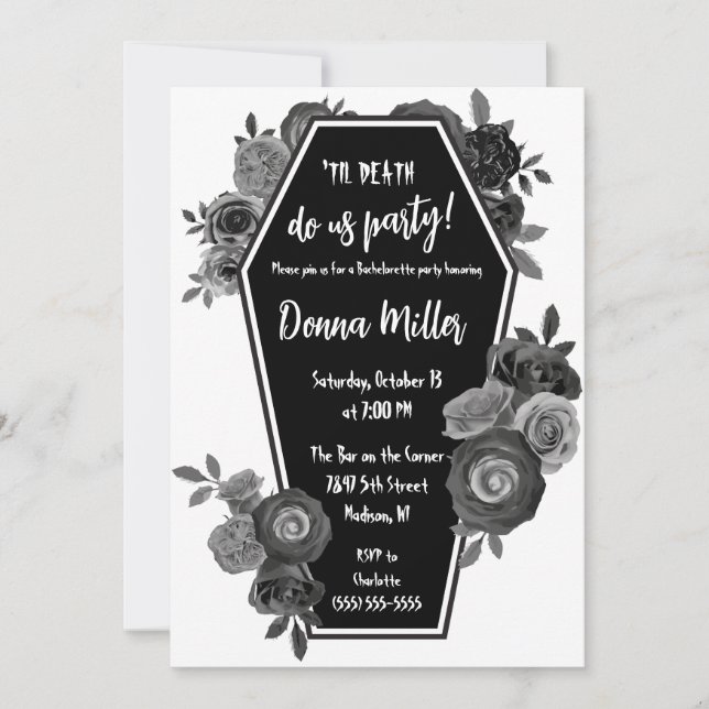 Til Death Do Us Party, Floral Bachelorette Party Invitation (Front)