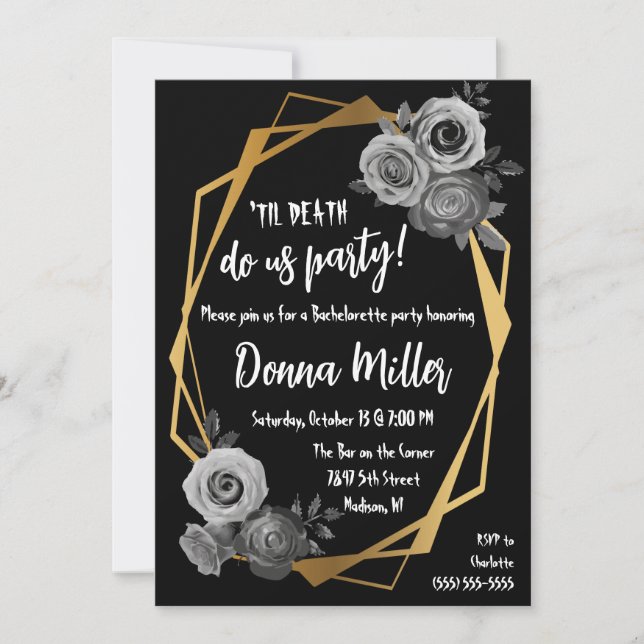 Til Death Do Us Party, floral Bachelorette Party Invitation (Front)