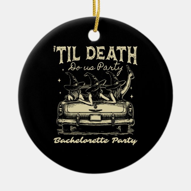 Til Death Do Us Party Halloween D Yellow Ceramic Tree Decoration (Front)