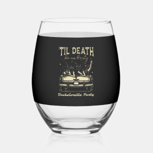 Til Death Do Us Party Halloween D Yellow Stemless Wine Glass