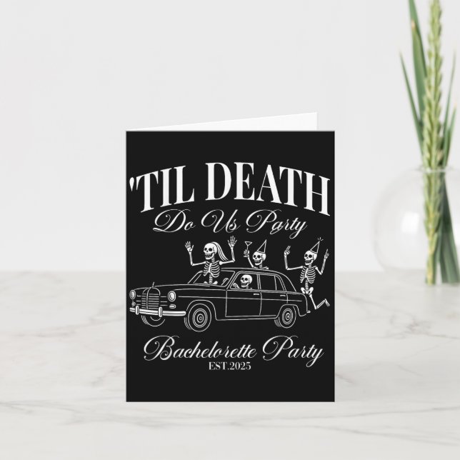 Til Death Do Us Party Retro Halloween Bachelorette Card (Front)