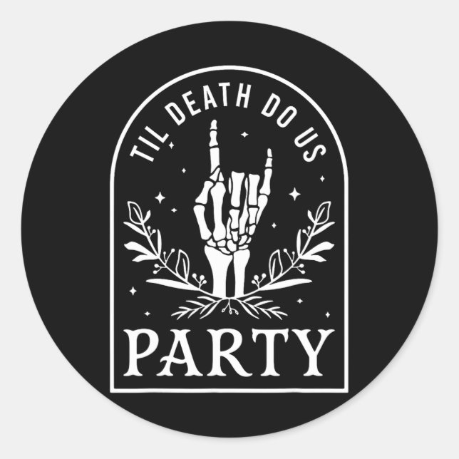 Til Death Do Us Party Retro Halloween Bachelorette Classic Round Sticker (Front)