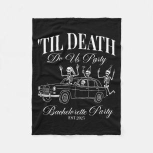 Til Death Do Us Party Retro Halloween Bachelorette Fleece Blanket