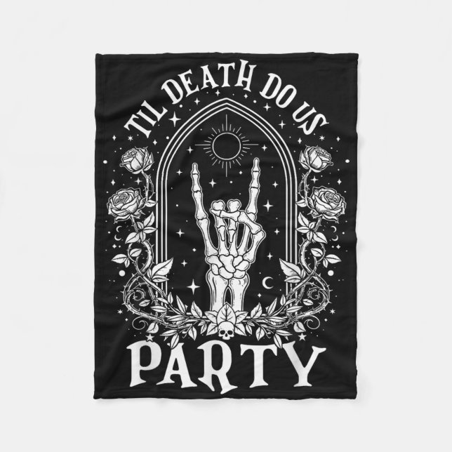 Til Death Do Us Party Retro Halloween Bachelorette Fleece Blanket (Front)