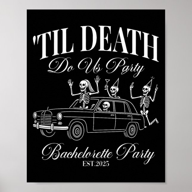Til Death Do Us Party Retro Halloween Bachelorette Poster (Front)