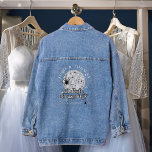 Til Death do us Party Retro Spiders Disco Wedding Denim Jacket<br><div class="desc">Introducing our captivating "Halloween Retro Disco Spiders" Wedding Invitation Suite – a perfect blend of eerie charm and groovy glamour that's sure to cast a spell on your guests! Embrace the spirit of the season with this uniquely enchanting ensemble, featuring black spiders, a shimmering silver disco ball, and a captivating...</div>