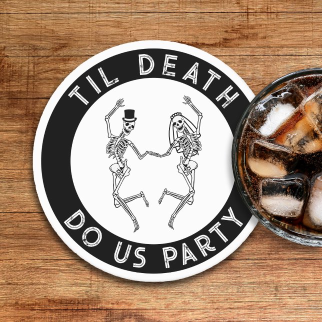 Til Death Do Us Party Skeleton Couple Bachelorette Round Paper Coaster (Til Death Do Us Party Skeleton Couple Bachelorette Round Paper Coaster
)