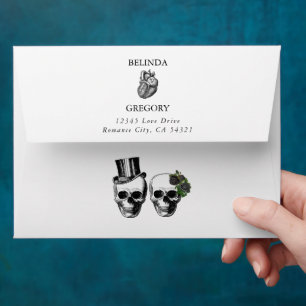 Til Death Gothic Heart Floral Skulls Wedding Envelope