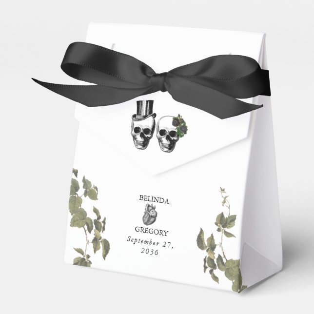 Til Death Gothic Heart Floral Skulls Wedding Favour Box (Front Side)