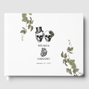 Til Death Gothic Heart Floral Skulls Wedding Guest Book