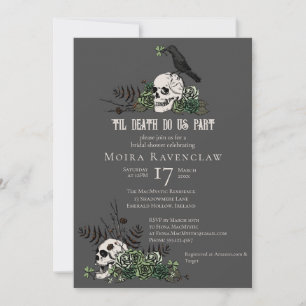 Til Death Gothic Irish Floral Skull Bridal Shower Invitation