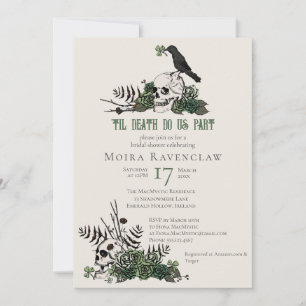 Til Death Gothic Irish Floral Skull Bridal Shower Invitation