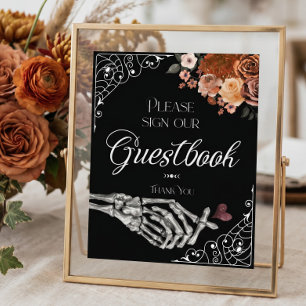 Til Death Gothic Skeleton Autumn Floral Guest Book