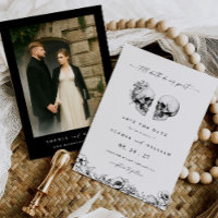 Til Death Gothic Skull Floral Photo Wedding