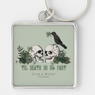 Til Death Gothic St Patricks Day Floral Skull Key Ring