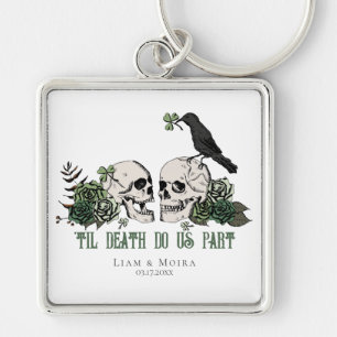 Til Death Gothic St Patricks Day Floral Skull Key Ring