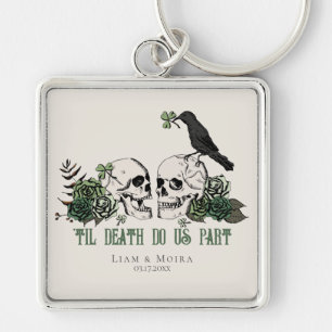 Til Death Gothic St Patricks Day Floral Skull Key Ring