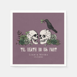 Til Death Gothic St Patricks Day Floral Skull Napkin