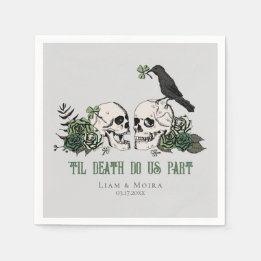 Til Death Gothic St Patricks Day Floral Skull Napkin