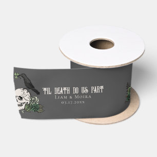 Til Death Gothic St Patricks Day Floral Skull Sati Satin Ribbon