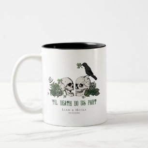 Til Death Gothic St Patricks Day Floral Skull Two-Tone Coffee Mug