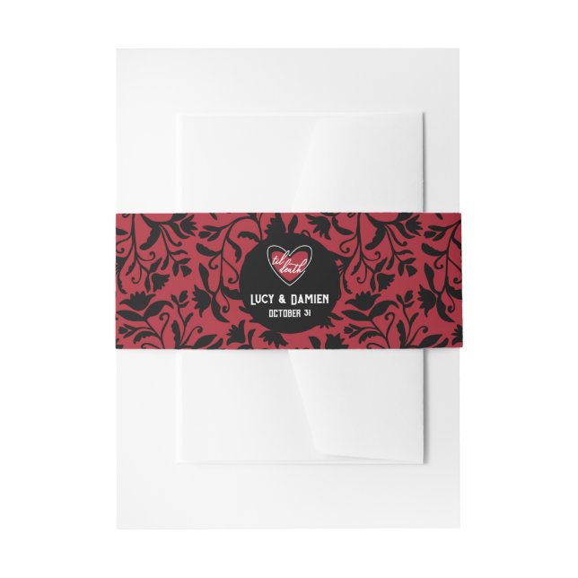 Til Death Heart Names Goth Wedding Invitation Belly Band (Front Example)