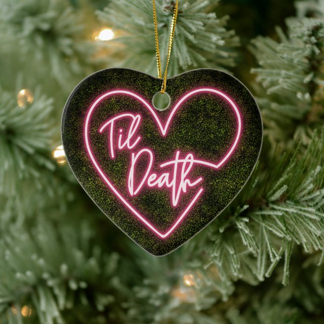 Til Death Neon First Christmas Married Engaged Ceramic Tree Decoration (Tree)