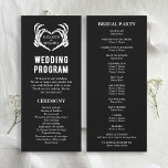 Til Death Skeleton Black Long Wedding Program<br><div class="desc">Long "til death do us part" wedding program with a skeleton heart and the details for the ceremony and bridal party. Fully customisable.</div>