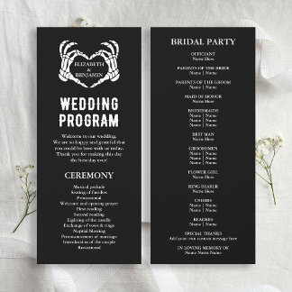Til Death Skeleton Black Long Wedding Program