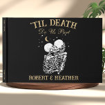 Til Death Skeleton Goth Romantic Dark Cool Wedding Guest Book<br><div class="desc">Capture the essence of your dark romantic fantasy wedding with our "Til Death Skeleton" Goth Wedding Guest Book. This personalised guest book is more than just a sign-in; it's a hauntingly beautiful keepsake of your celestial gothic love story. Featuring a hardcover design, this custom wedding reception guestbook sets the stage...</div>