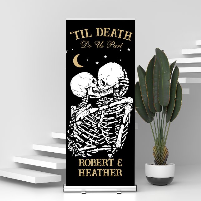 Til Death Skeleton Goth Wedding Decor Custom Retractable Banner (Creator Uploaded)