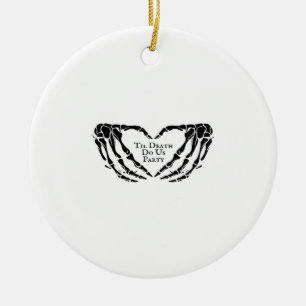 Til Death - Skeleton Heart Hands  Ceramic Tree Decoration