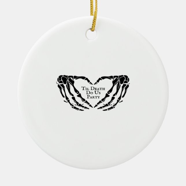 Til Death - Skeleton Heart Hands  Ceramic Tree Decoration (Front)