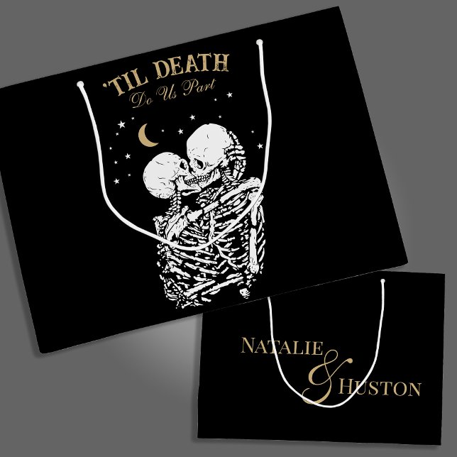 Til Death Skeleton Lovers Tarot Card Goth Wedding Large Gift Bag (Creator Uploaded)