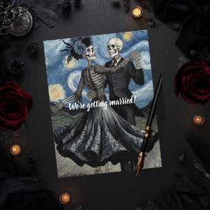 Til Death Skeleton Van Gogh Gothic Save the Date Postcard