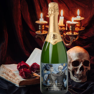 Til Death Skeleton Van Gogh Gothic Wedding Favour Sparkling Wine Label