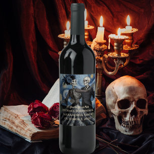 Til Death Skeleton Van Gogh Gothic Wedding Favour Wine Label