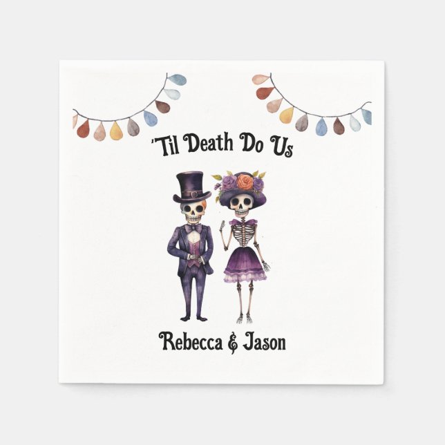 Til Death Skeletons Wedding  Gothic Napkin (Front)