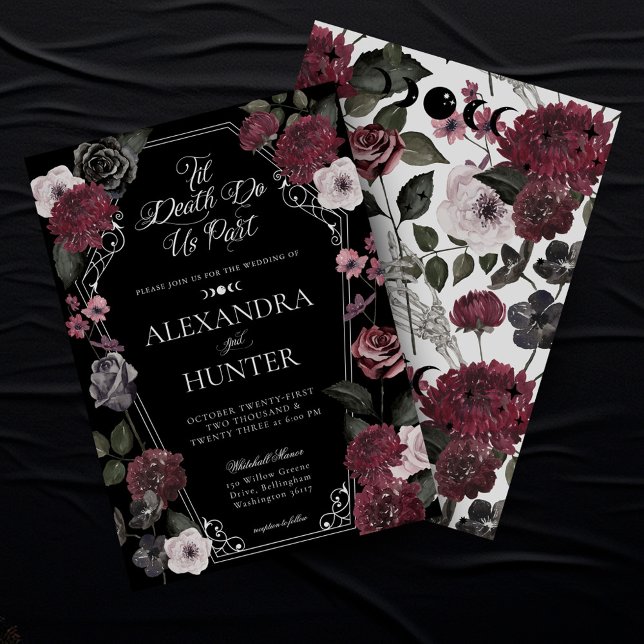 Til Death Watercolor Gothic Floral Wedding Invitation (Til Death Watercolor Gothic Floral Wedding Invitation)