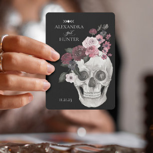 Til Death Watercolor Skeleton Rose Gothic Wedding  Playing Cards