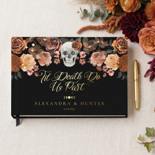 Til Death Watercolor Skull Autumn Gothic Wedding Guest Book