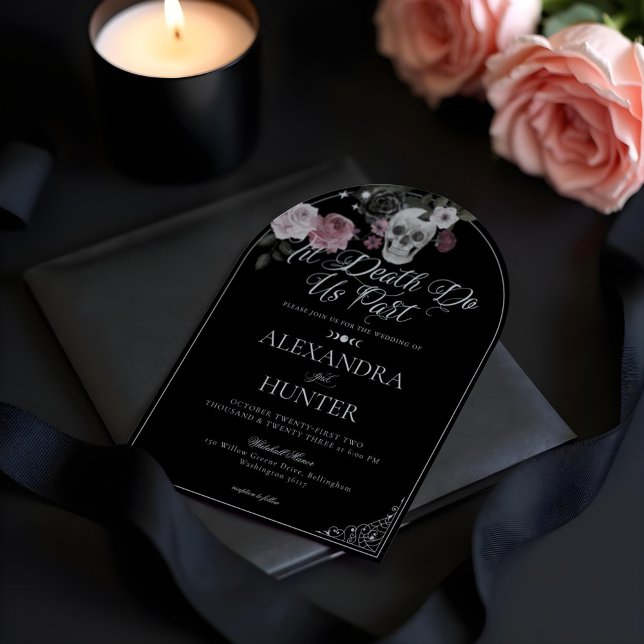 Til Death Watercolor Skull Rose Gothic Wedding Invitation (Til Death Watercolor Skull Rose Gothic Wedding Invitation)
