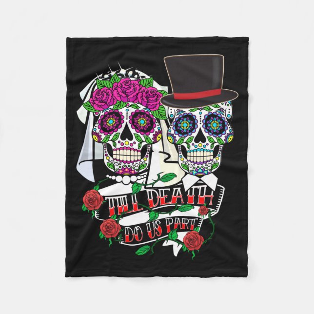 Til Government Agencyth Do Part Sugar Skull Fleece Blanket (Front)