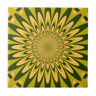 Tile, Abstract Flower 5, Chartreuse Gold Tile